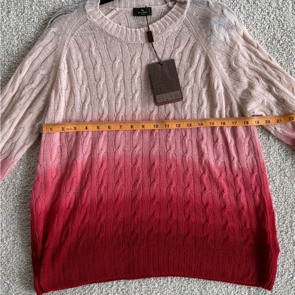 Etro Red and Pink Ombré Cable Knit Sweater - Picture 5 of 8